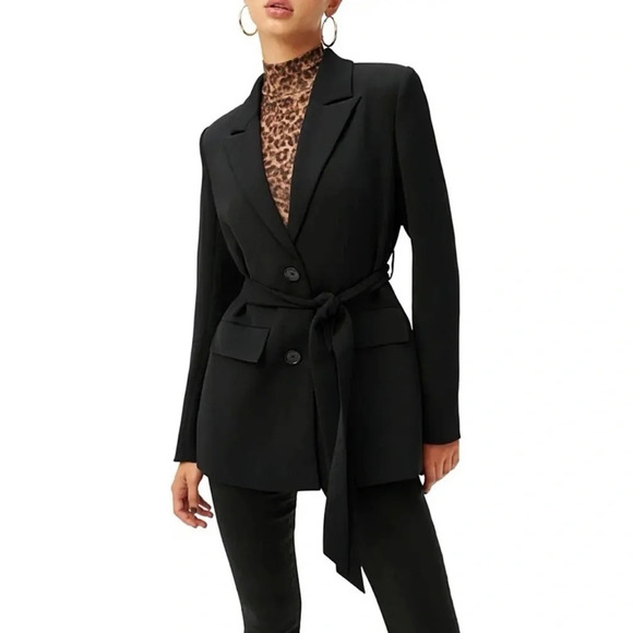 Good American Trench Tie Waist Black Blazer - Picture 1 of 16